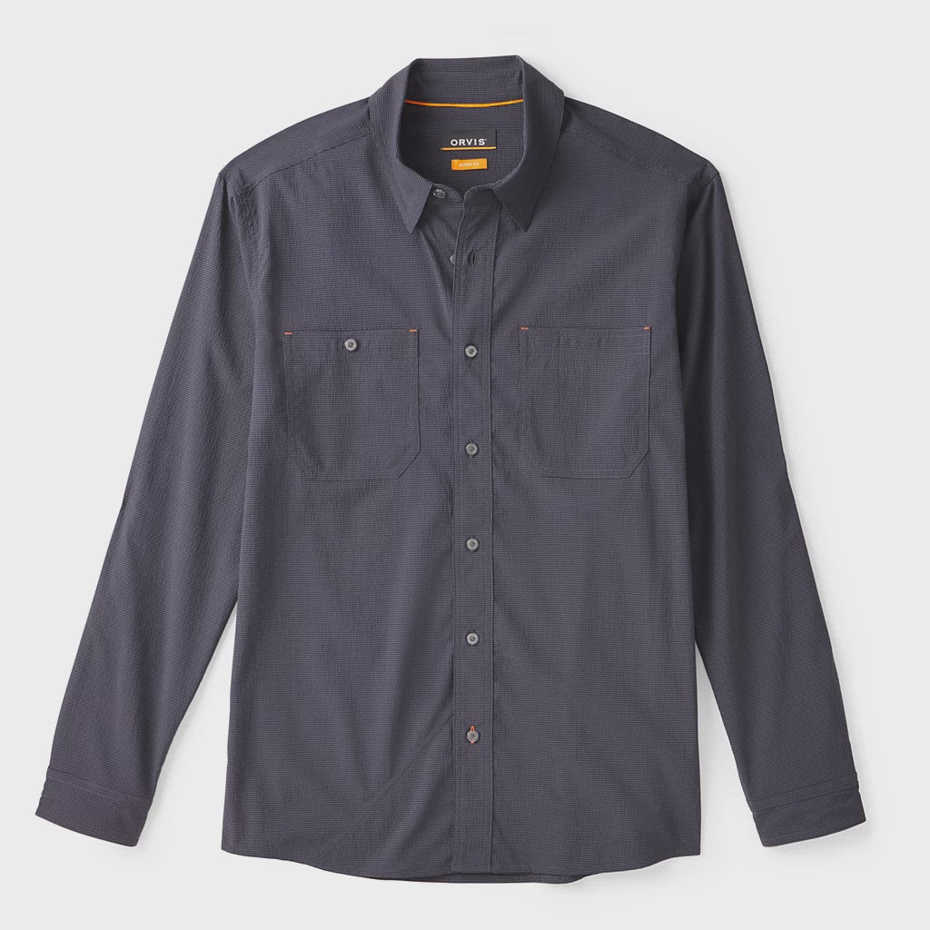 orvis dress shirts Men’s River Guide Open-Air Long-Sleeve Shirt | Navy/Carbon | Size Medium | Recycled Materials/Polyester/Nylon