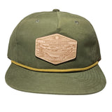 Western Anglers - Richardson Flat Brim Hat - Leather Patch - Loden Green