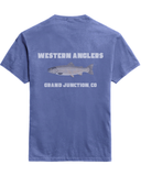 Western Anglers Logo Trout T Shirt - Washed Denim Blue