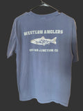 Western Anglers Logo Trout T Shirt - Washed Denim Blue
