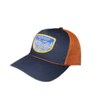 Western Anglers - Richardson Trucker Hat - Midnight Sippers Woven Patch -Navy/Orange